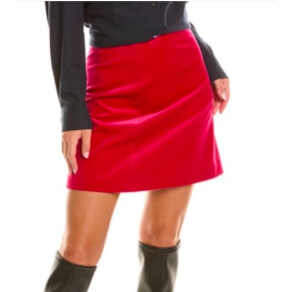 Theory Women's HW Mini Magenta Stretch Velvet Skirt Sz 2 NWT 315 - Picture 1 of 7